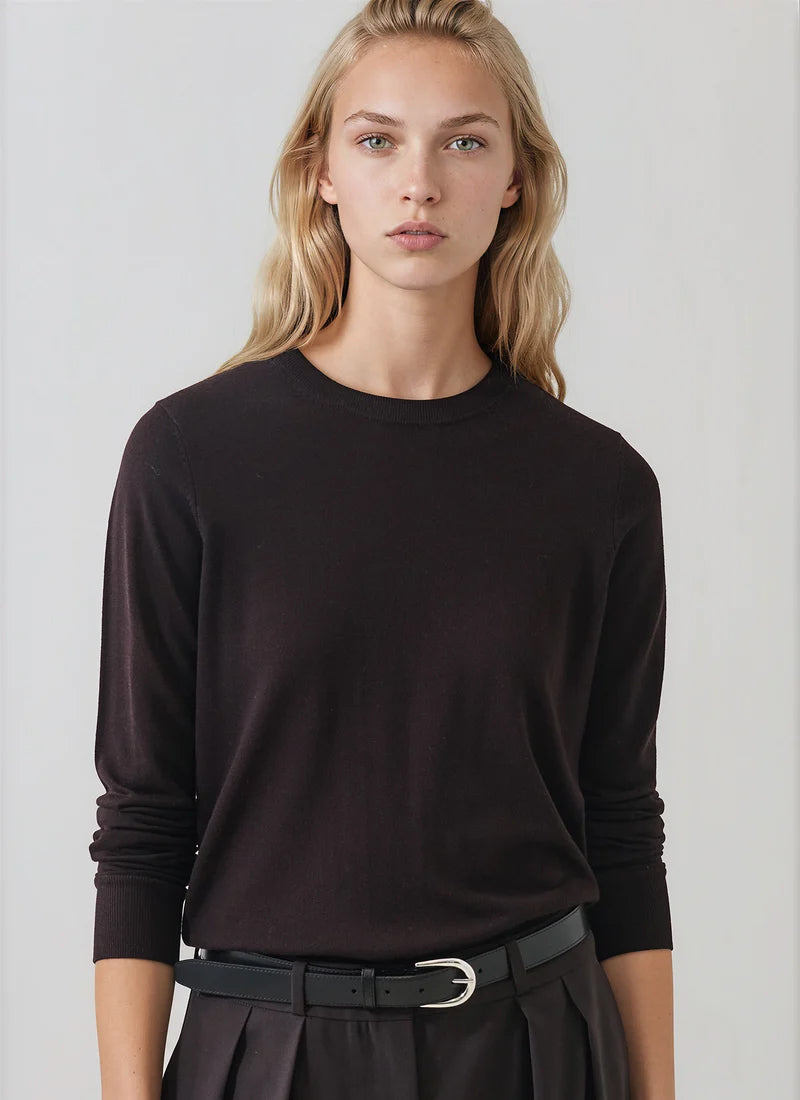 Patrick Assaraf Long Sleeve Extrafine Merino Classic Crewneck Pullover