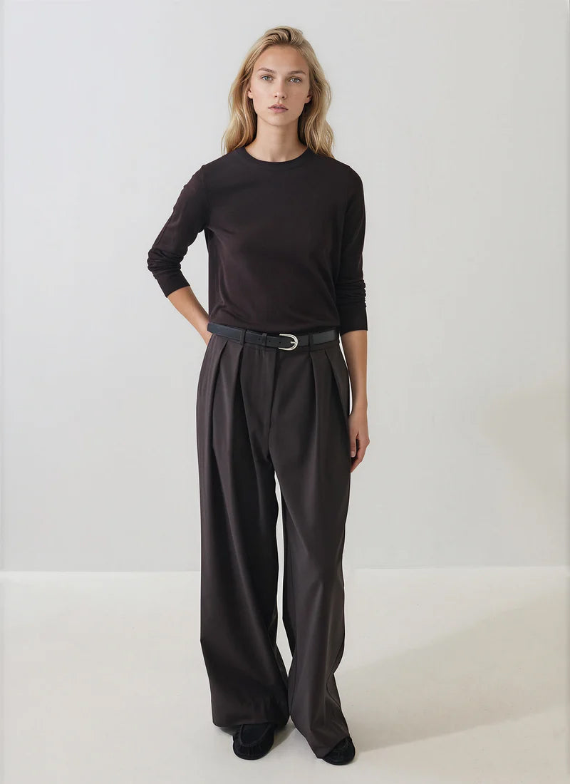 Patrick Assaraf Long Sleeve Extrafine Merino Classic Crewneck Pullover
