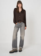  Long Sleeve Shirred Back Silk Blouse by REPEAT Cashmere at Andrews 