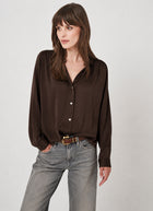  Long Sleeve Shirred Back Silk Blouse by REPEAT Cashmere at Andrews 
