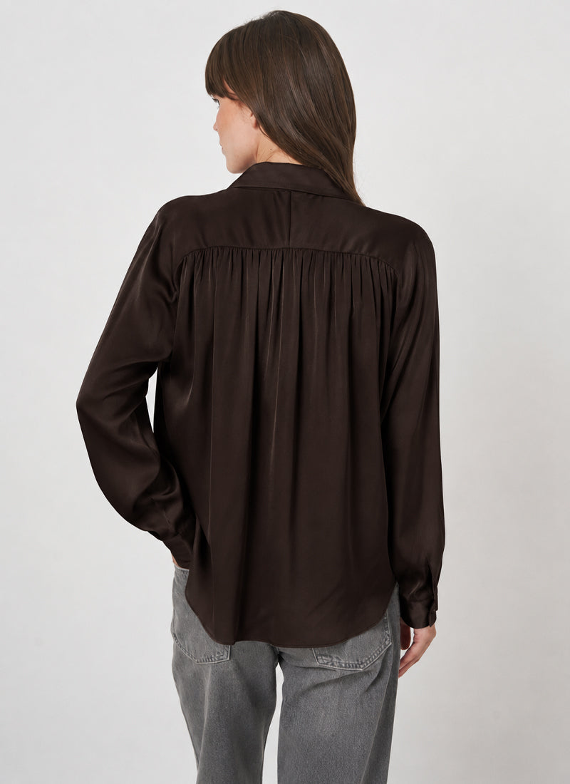  Long Sleeve Shirred Back Silk Blouse by REPEAT Cashmere at Andrews 