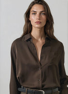 Patrick Assaraf Long Sleeve Silk Boyfriend Pocket Shirt