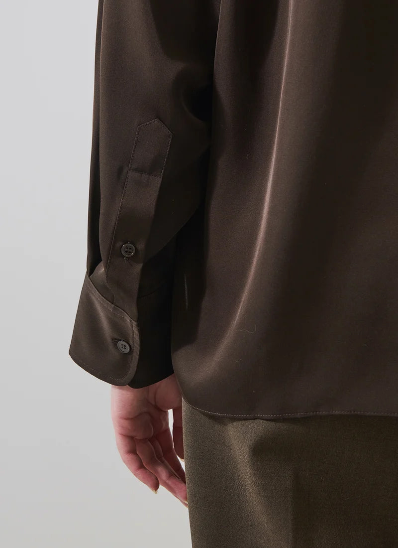 Patrick Assaraf Long Sleeve Silk Boyfriend Pocket Shirt