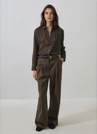 Patrick Assaraf Long Sleeve Silk Boyfriend Pocket Shirt