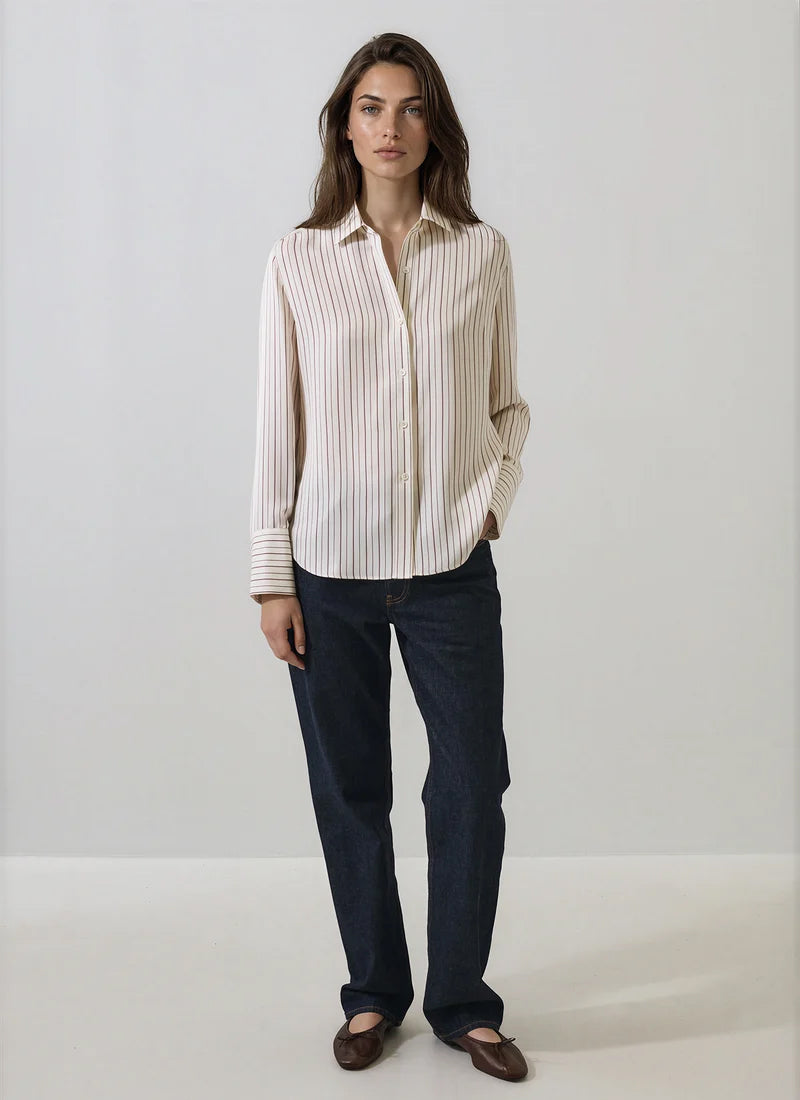 Patrick Assaraf Long Sleeve Silk Relaxed Shirt