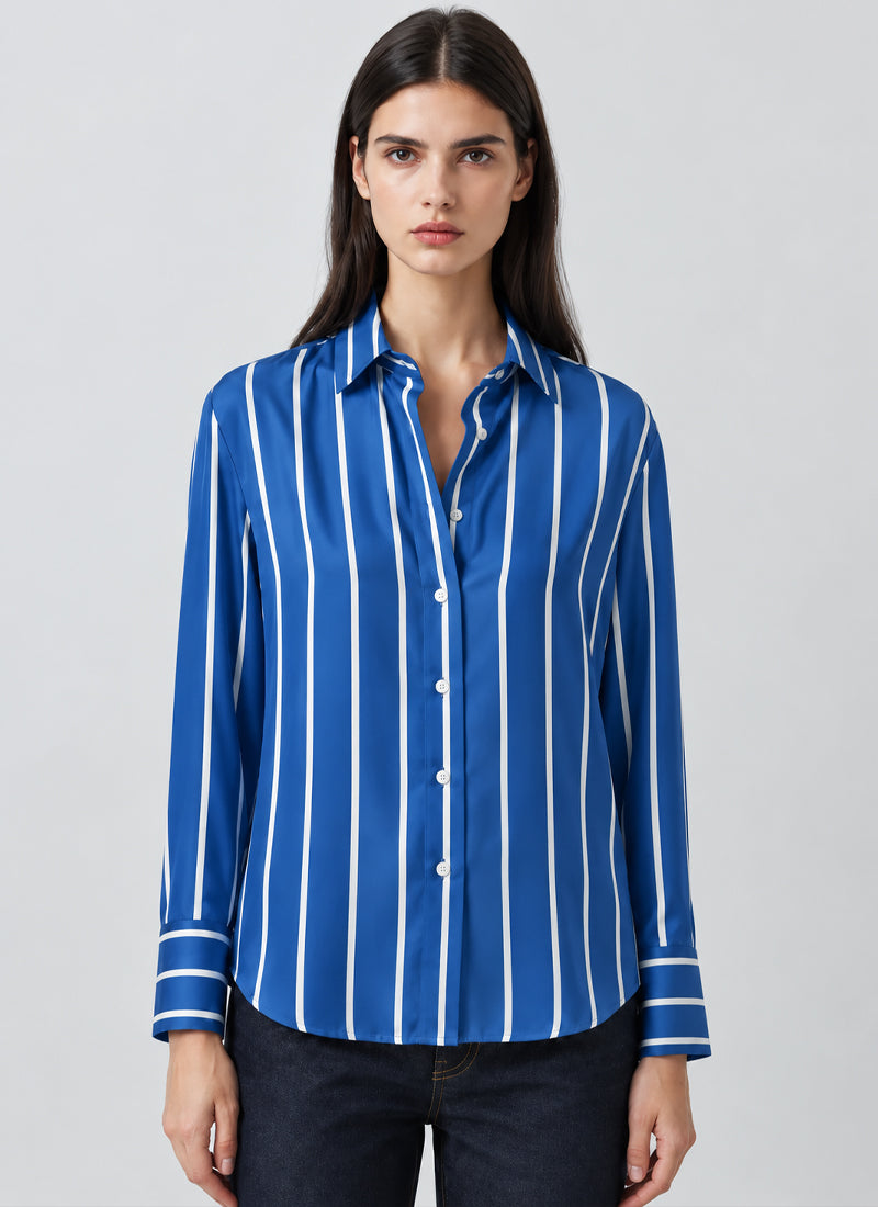 Long Sleeve Silk Satin Relaxed Shirt