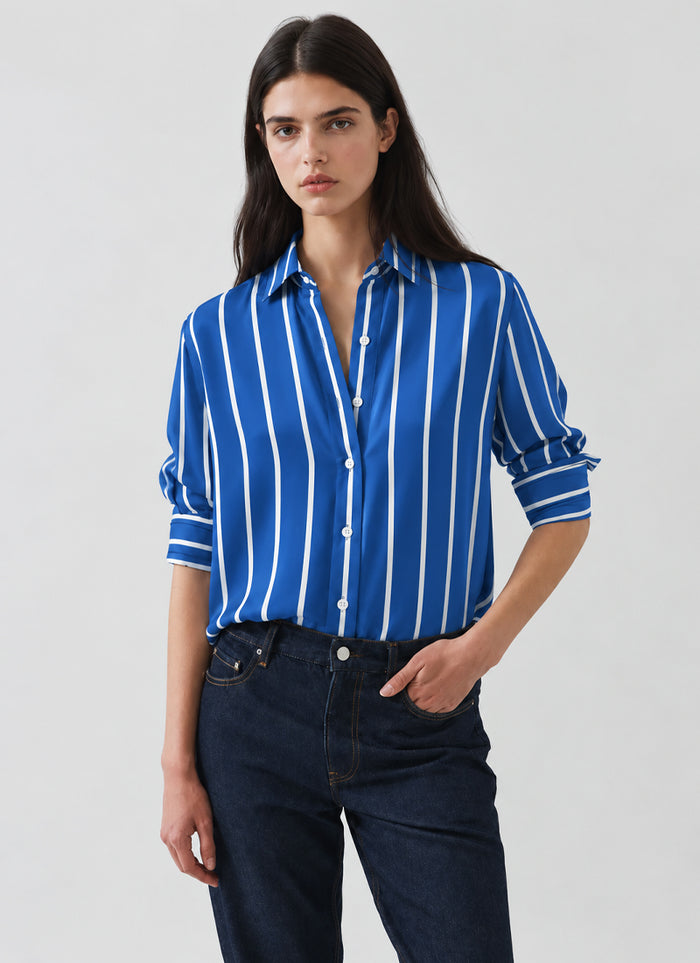 Long Sleeve Silk Satin Relaxed Shirt