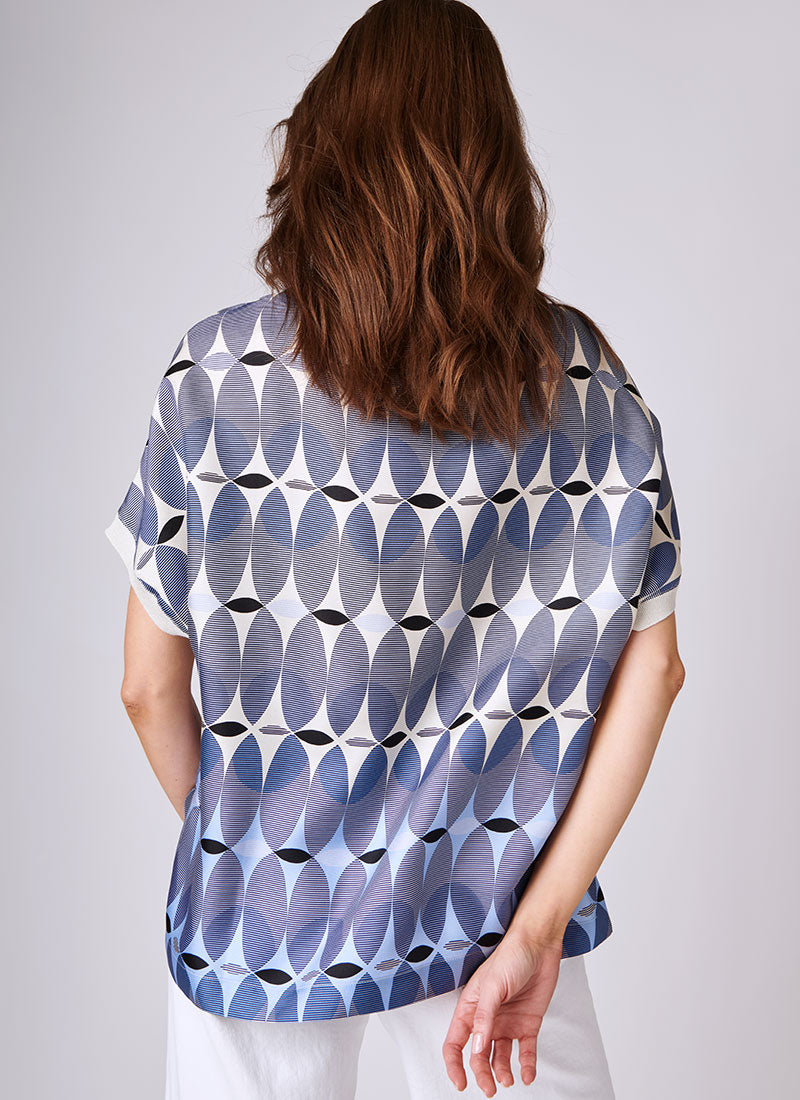 Lorena Antoniazzi Printed Silk Short-Sleeve Top