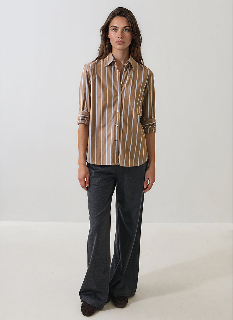 Long Sleeve Cotton Boyfriend Pocket Shirt