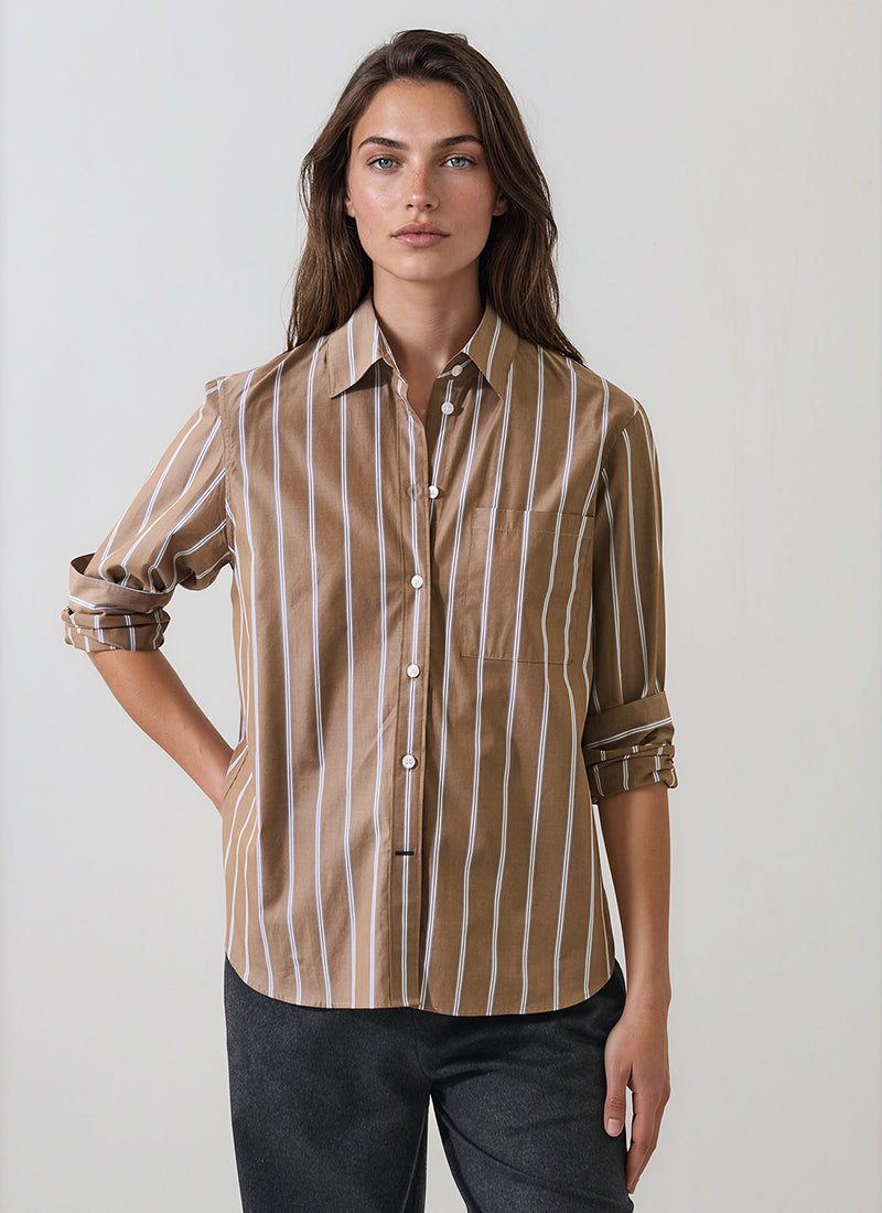 Long Sleeve Cotton Boyfriend Pocket Shirt