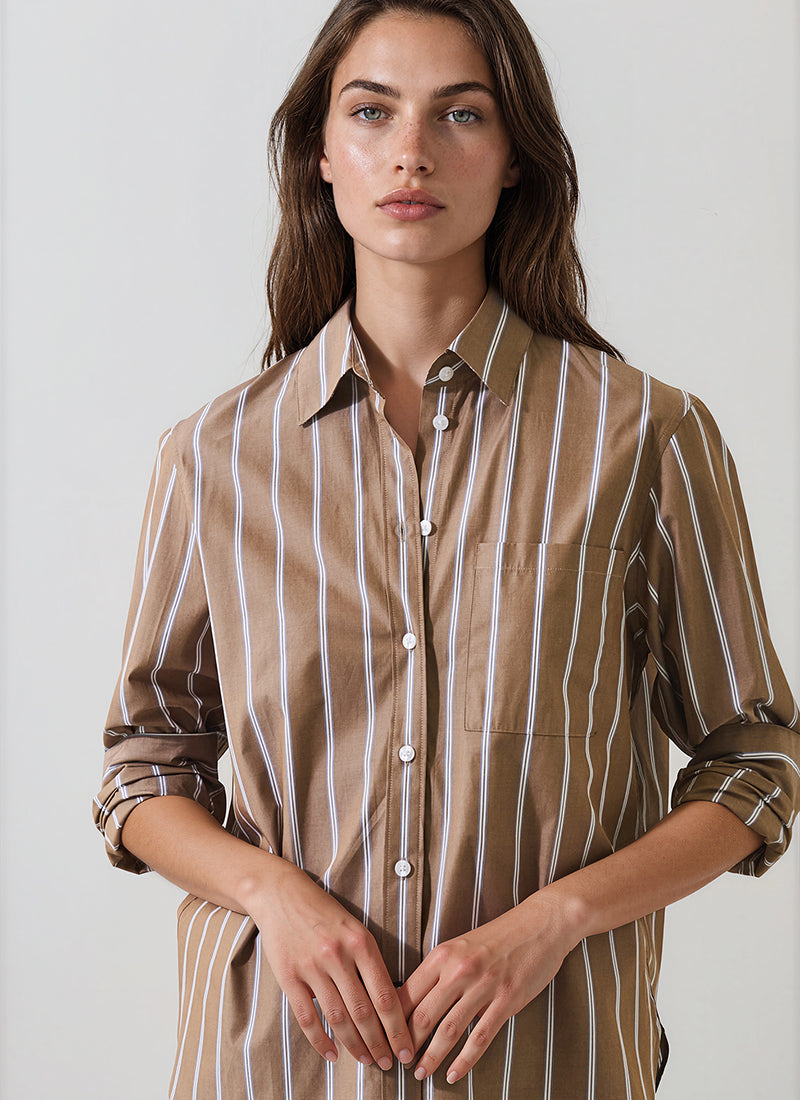 Long Sleeve Cotton Boyfriend Pocket Shirt