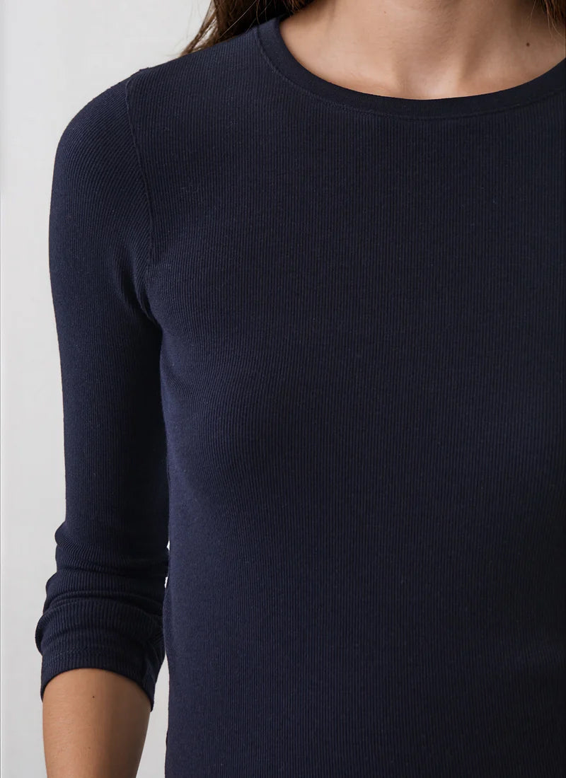 Long Sleeve Cotton Modal Rib Crew T-Shirt