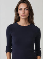 Long Sleeve Cotton Modal Rib Crew T-Shirt