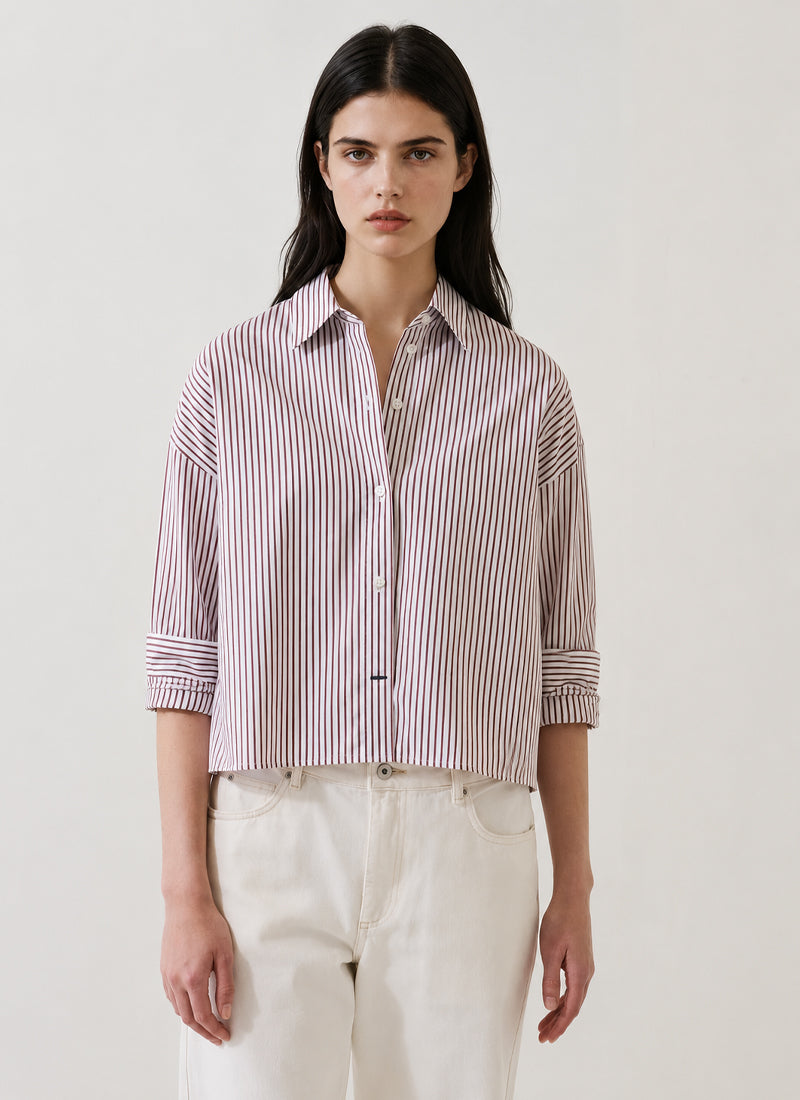 Long Sleeve Cotton Silk Boxy Shirt