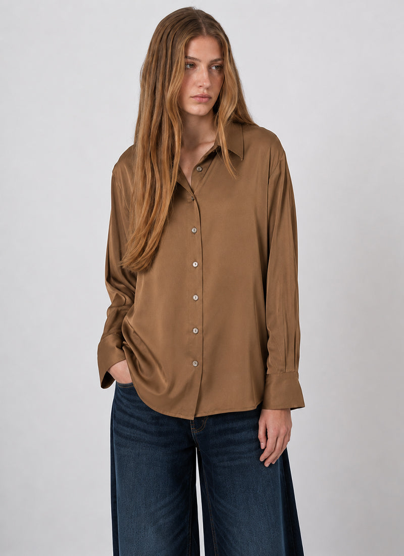  Long Sleeve Silk Button Up Blouse by REPEAT Cashmere at Andrews 