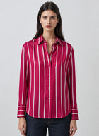 Patrick Assaraf Long Sleeve Silk Satin Relaxed Shirt