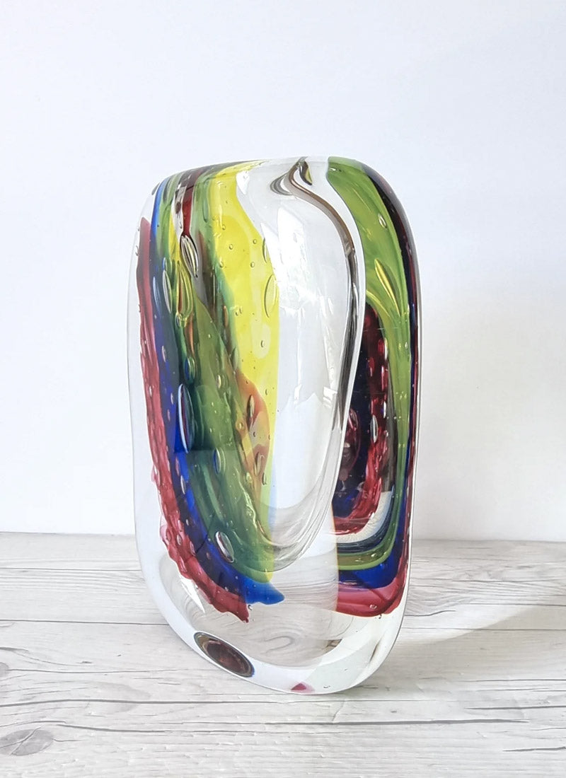 Haute Curature Luigi Onesto for Onesto Oball Postmodern Palette Abstract Sommerso Vase, 1980s