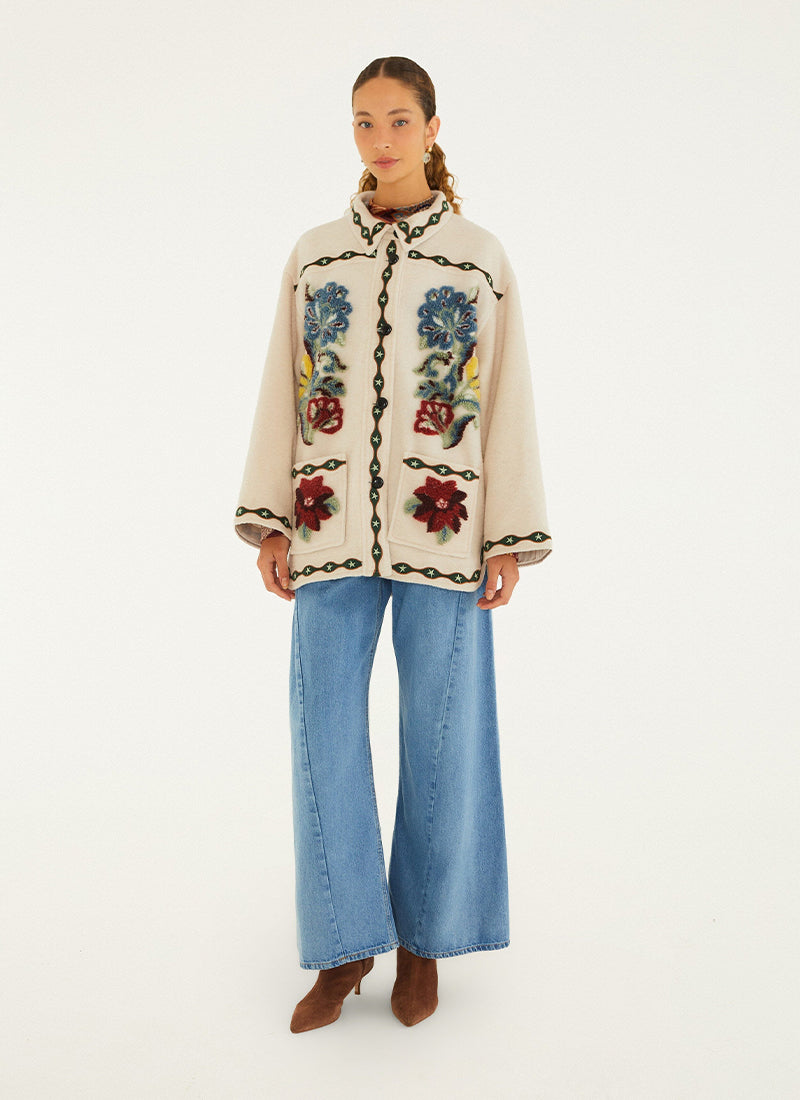 Lunar Boho Cropped Fleece Coat