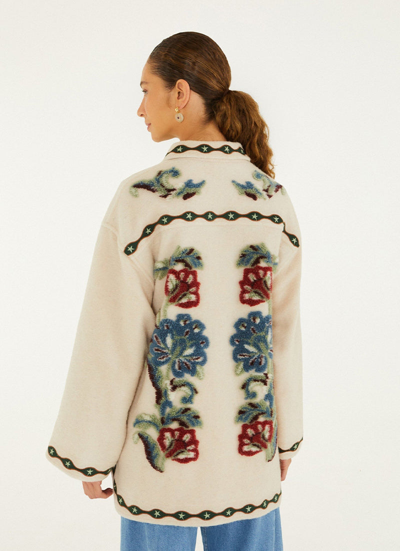 Lunar Boho Cropped Fleece Coat