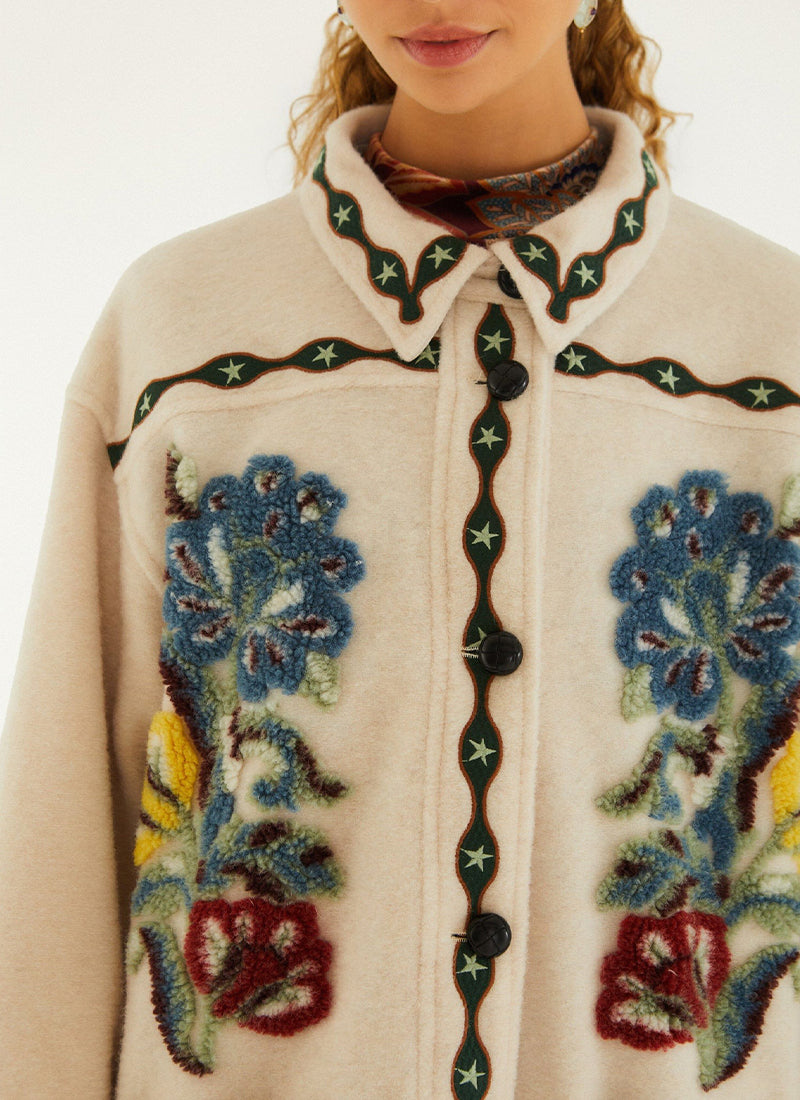 Lunar Boho Cropped Fleece Coat