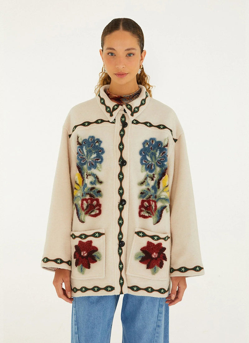 Lunar Boho Cropped Fleece Coat