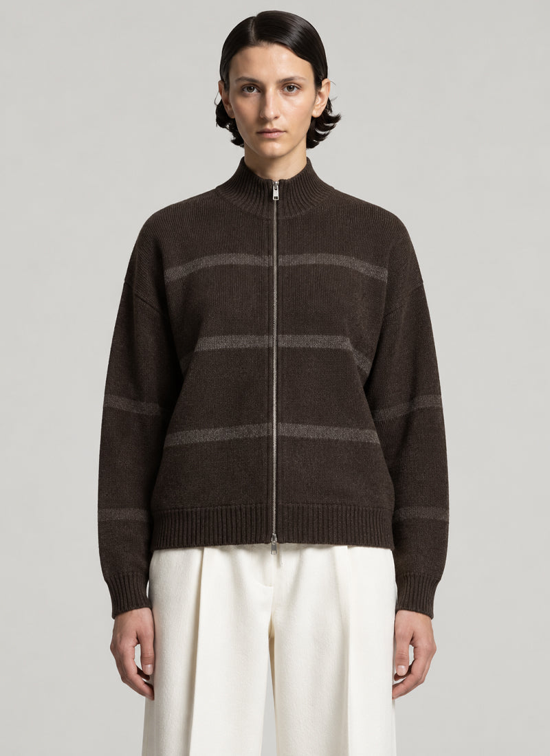 Lurex Silk Cashmere Zip Up Sweater