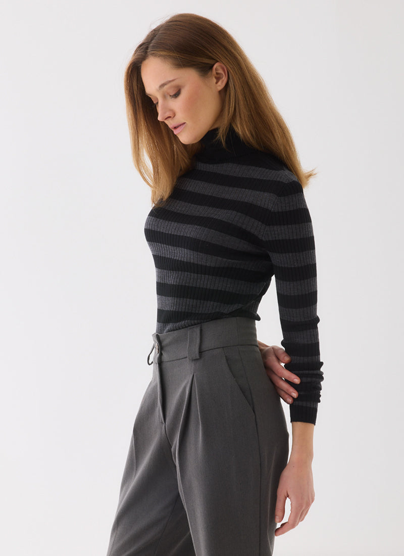 Mer Extra Fine Rib Knit Long Sleeve Turtleneck Sweater by Majestic at Andrews