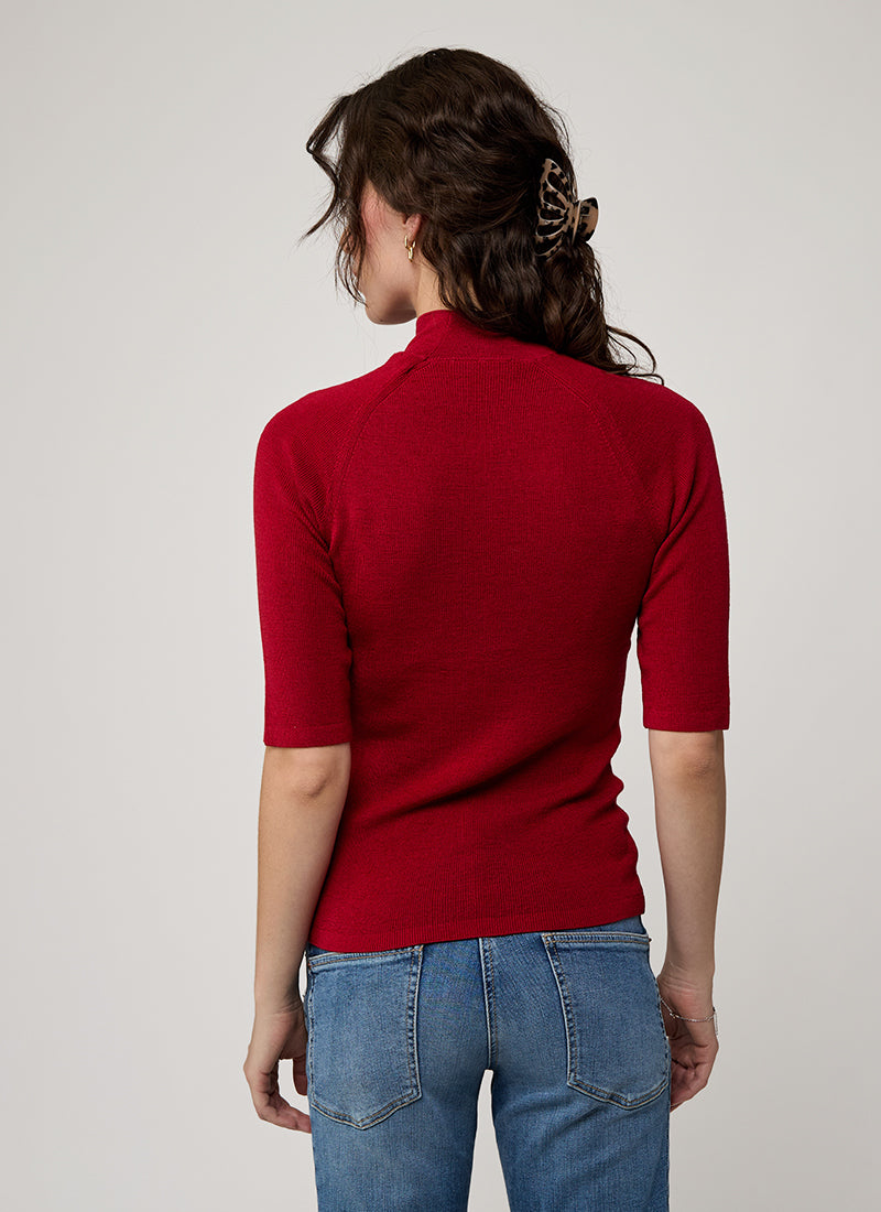  Merino Silk Micro Rib Elbow Sleeve Turtleneck Sweater by Majestic at Andrews 