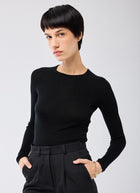  Merino Silk Micro Rib Long Sleeve Crewneck Sweater by Majestic at Andrews 