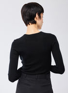  Merino Silk Micro Rib Long Sleeve Crewneck Sweater by Majestic at Andrews 