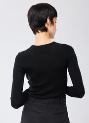  Merino Silk Micro Rib Long Sleeve Crewneck Sweater by Majestic at Andrews 