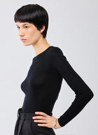  Merino Silk Micro Rib Long Sleeve Crewneck Sweater by Majestic at Andrews 