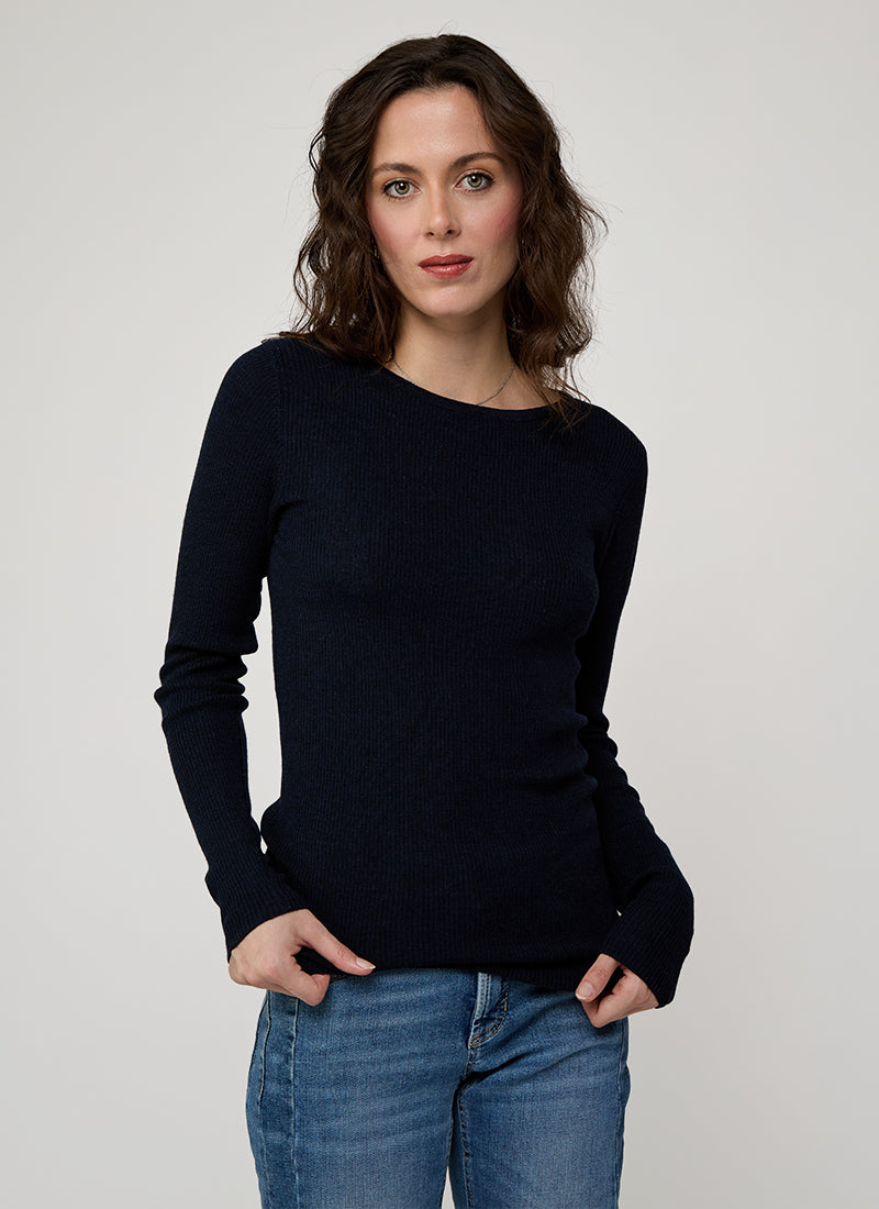 Mer Extra Fine Rib Knit Crewneck Sweater by Majestic at Andrews