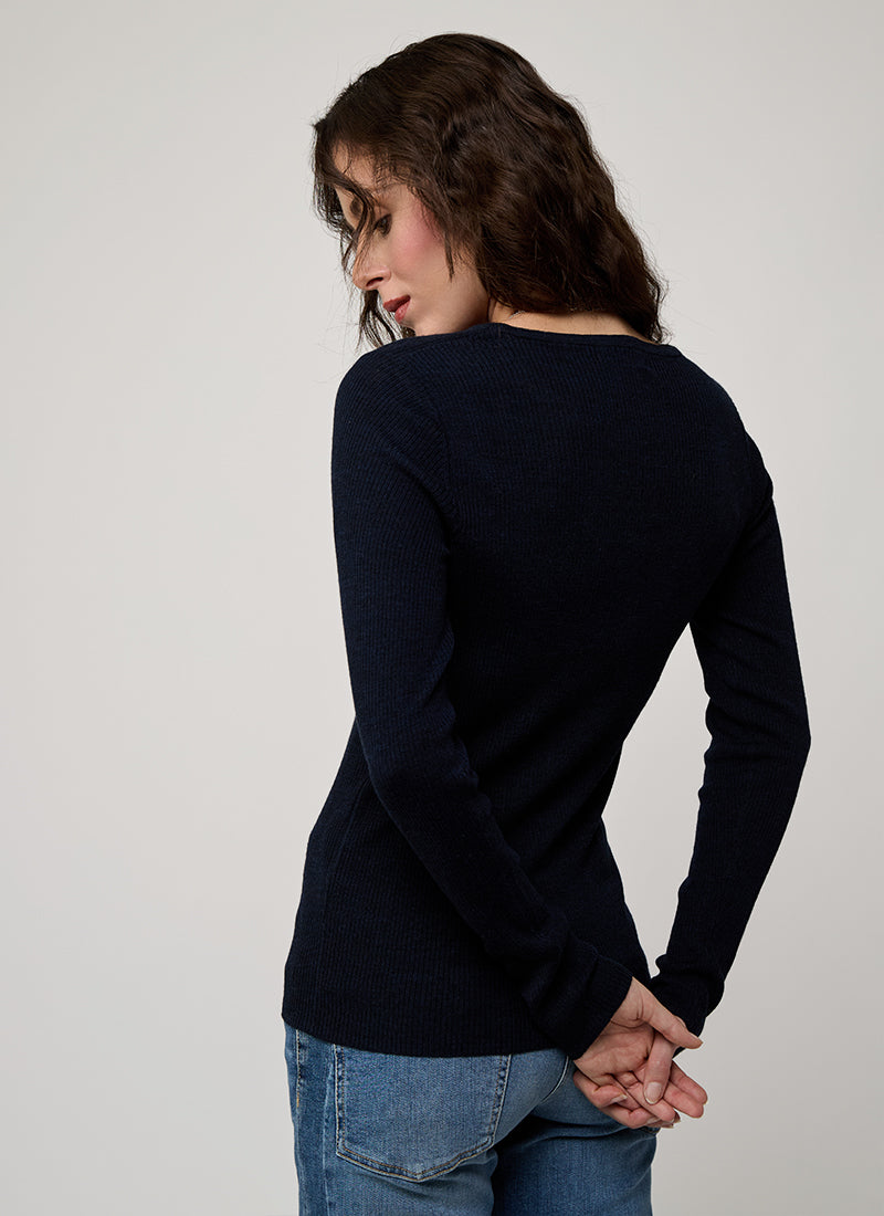 Mer Extra Fine Rib Knit Crewneck Sweater by Majestic at Andrews