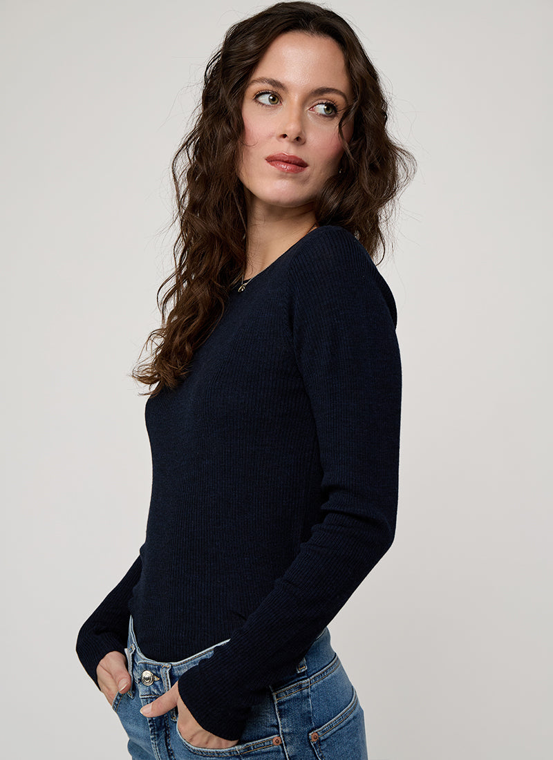 Mer Extra Fine Rib Knit Crewneck Sweater by Majestic at Andrews