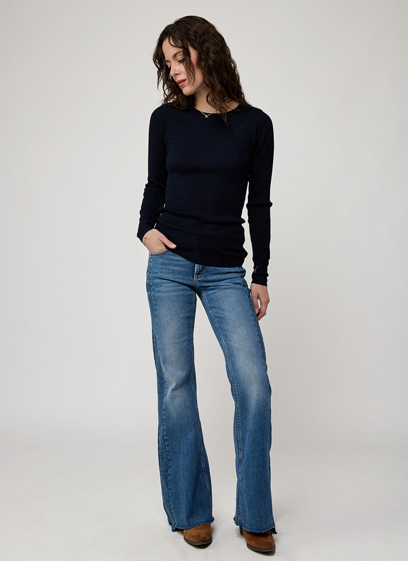 Mer Extra Fine Rib Knit Crewneck Sweater by Majestic at Andrews