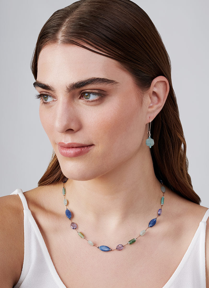 Margo Morrison Aquamarine Roman Glass Necklace
