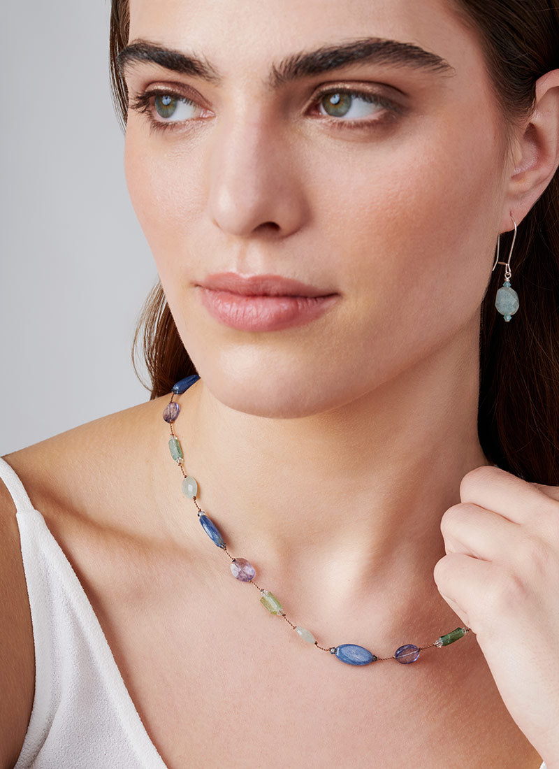 Margo Morrison Aquamarine Roman Glass Necklace
