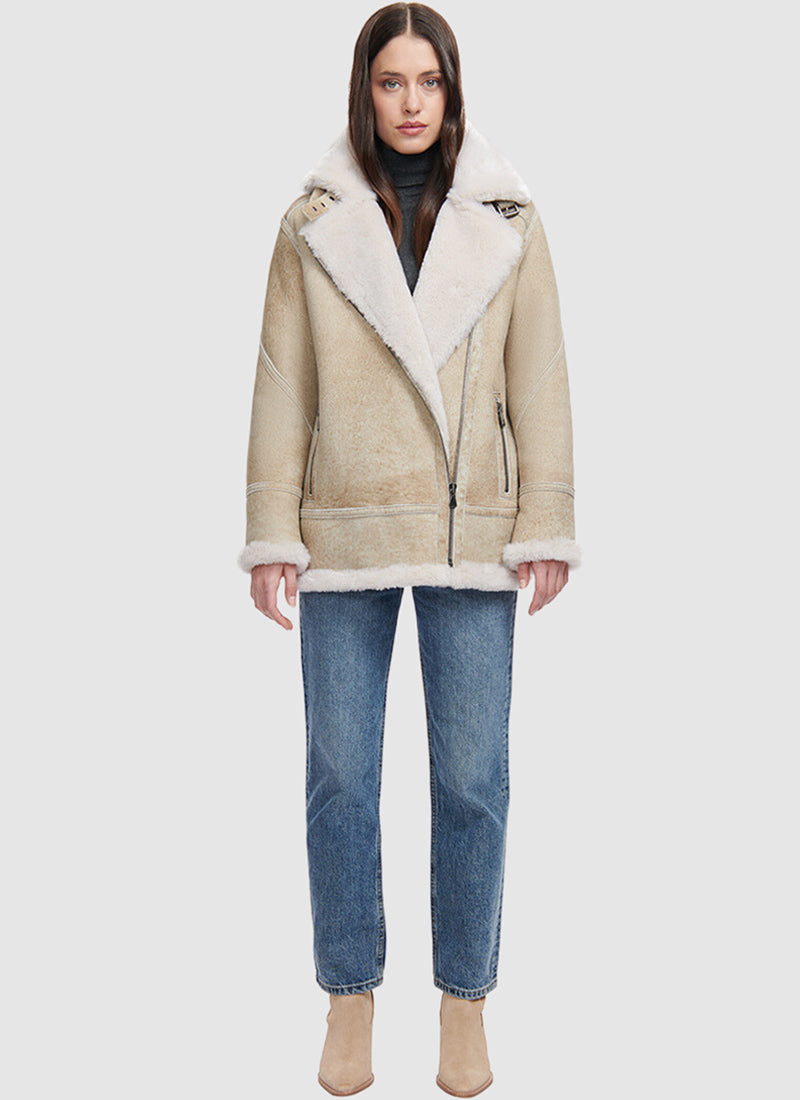 Hiso Martina Shearling Moto Jacket