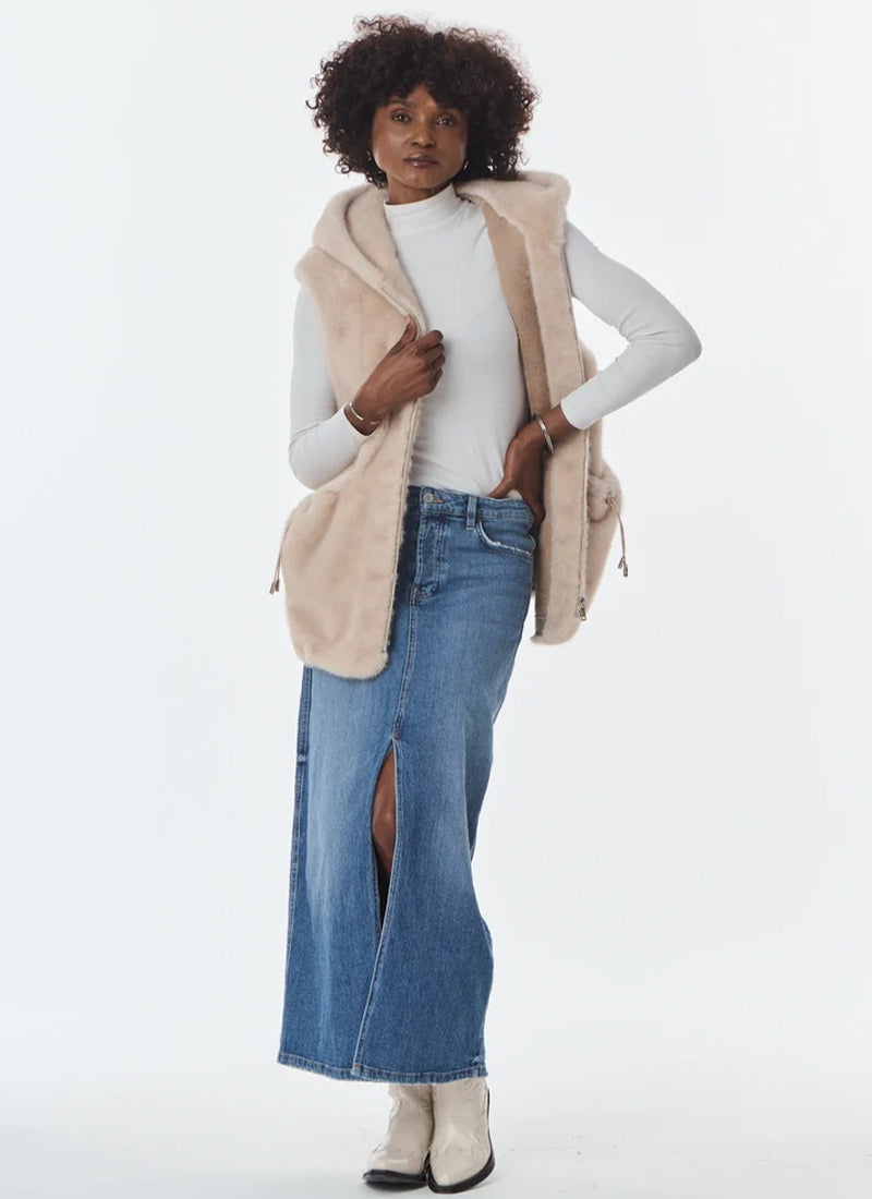  Maury Faux Fur Hooded Vest by Giovanni at Andrews 