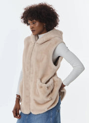  Maury Faux Fur Hooded Vest by Giovanni at Andrews 