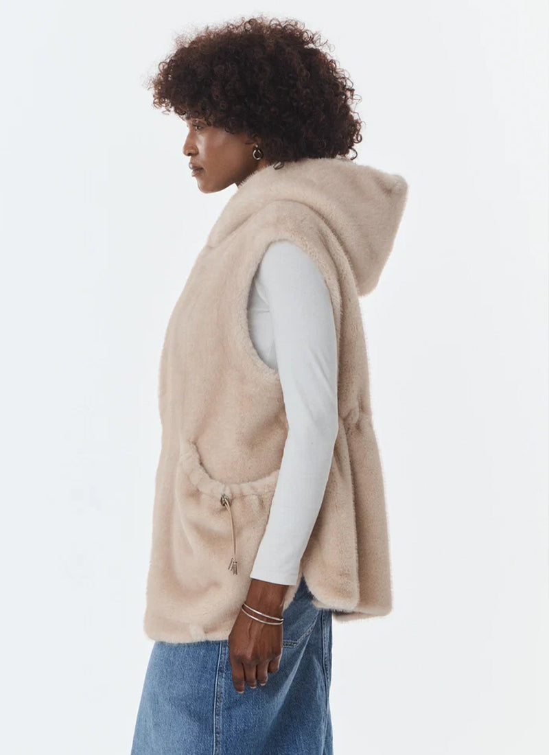  Maury Faux Fur Hooded Vest by Giovanni at Andrews 