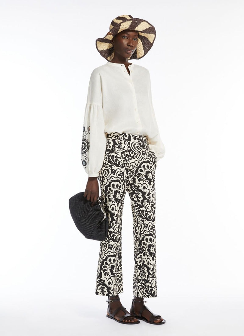 Max Mara Weekend Cadmio Batik Straight Cotton Trouser