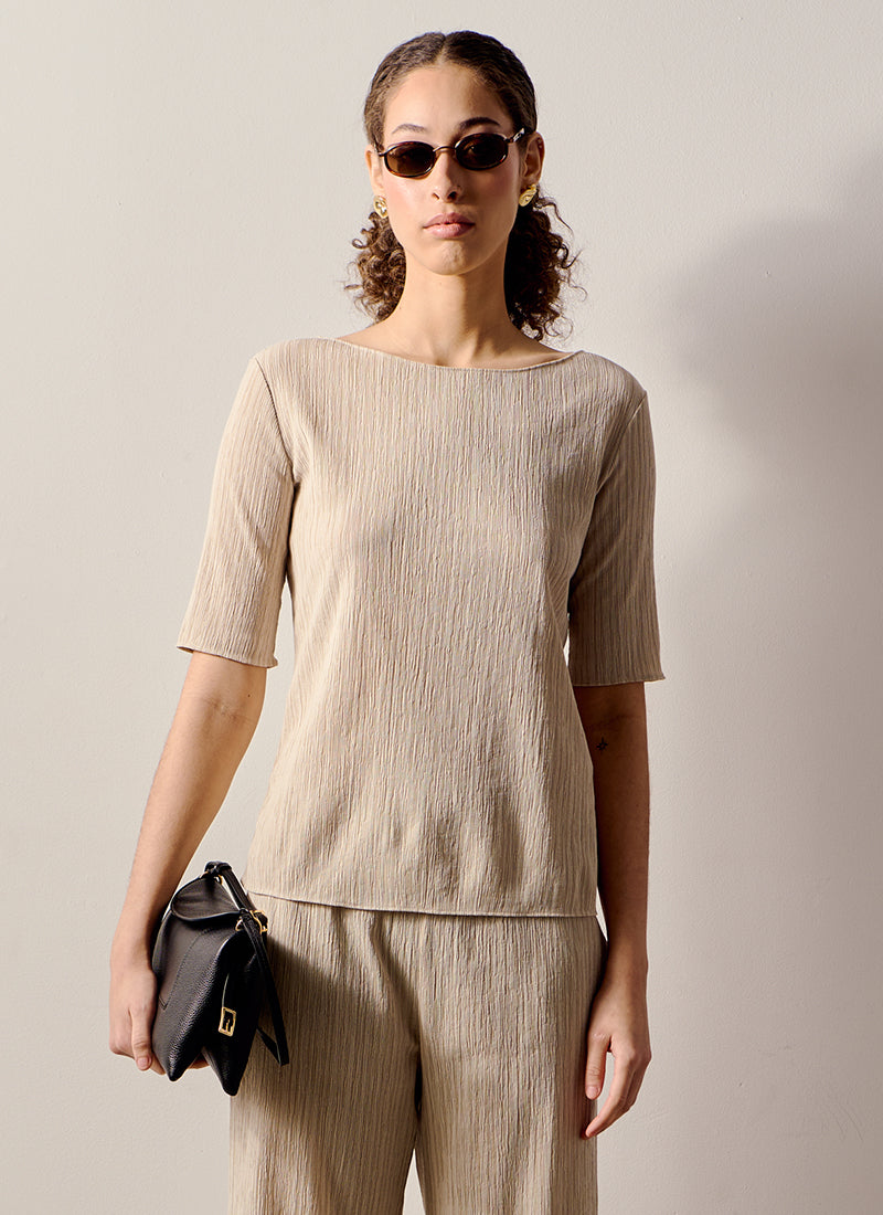 MM Caraibi Plissé Short Sleeve Top