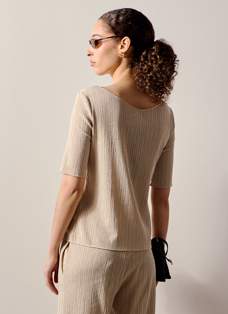 Caraibi Plissé Short Sleeve Top