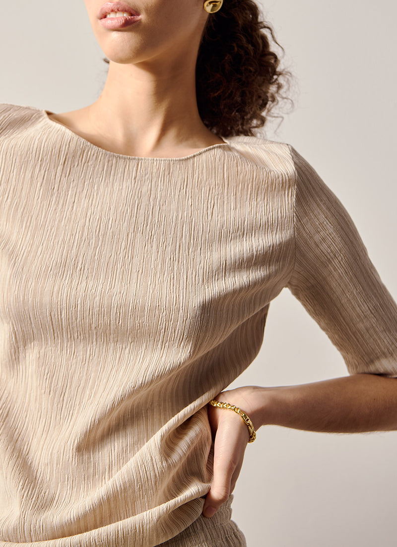 Caraibi Plissé Short Sleeve Top