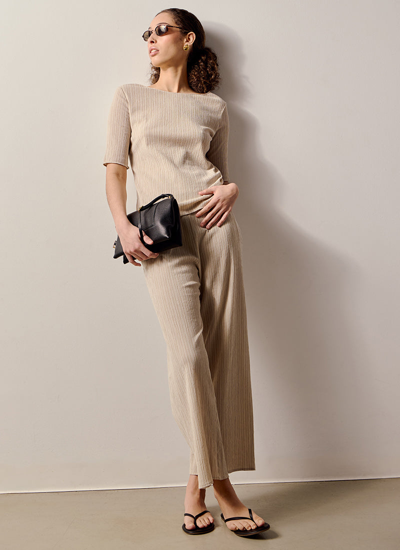 Caraibi Plissé Short Sleeve Top