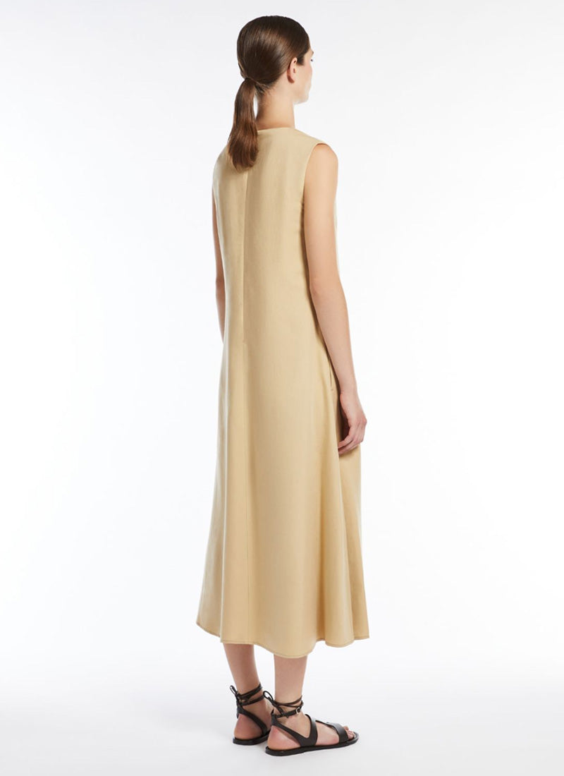 Max Mara Weekend Egoista V Neck Viscose Linen Long Dress