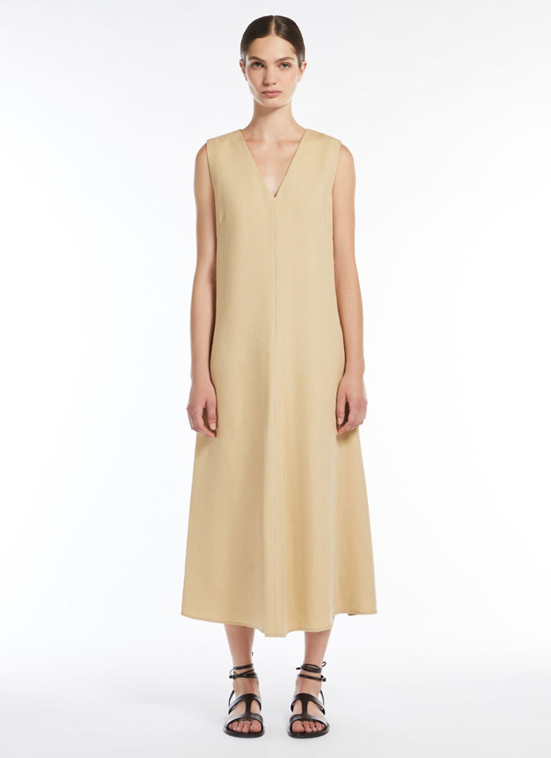 Max Mara Weekend Egoista V Neck Viscose Linen Long Dress
