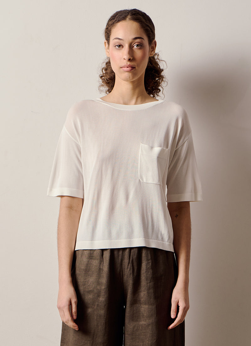 MM Girello Short Sleeve Viscose Crepe Top